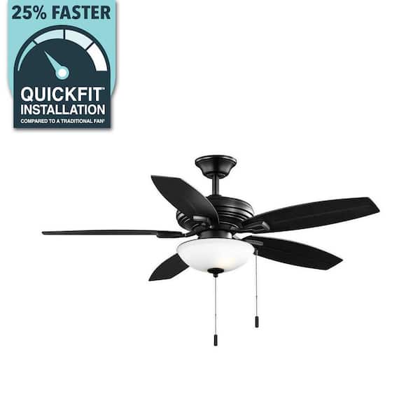 Hampton Bay North Pond 52 in. Indoor/Outdoor LED Matte Black Ceiling Fan with Light, Reversible Motor and Reversible Blades Included