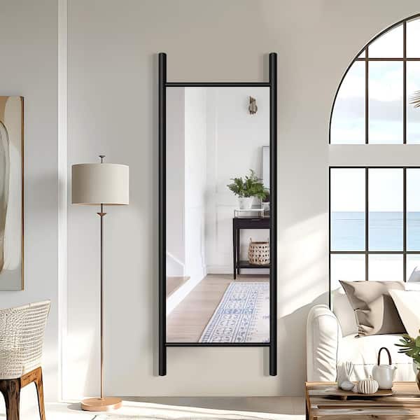 24 in. W x 63 in. H Ladder-Style Solid Wood Framed Mirror in Black