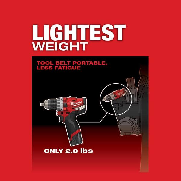 Milwaukee - M12 FUEL 12V Lithium-Ion Brushless Cordless 1/2 in. Hammer Drill Kit with 4.0 Ah and 2.0 Ah Battery and Hard Case