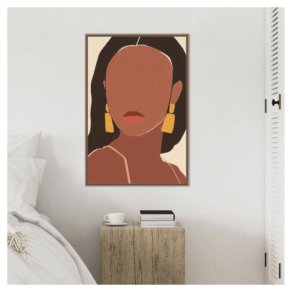 Sun Kissed Woman II Beaded Bronze Framed Canvas Wall Art