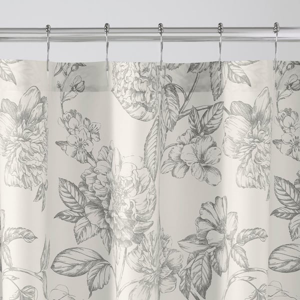 Gray Botanical Fl Shower Curtain, Botanical Shower Curtain Cotton