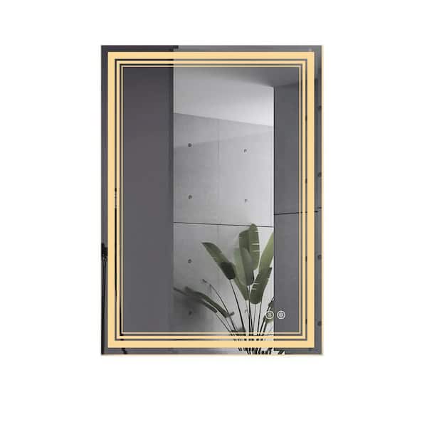 FUNKOL 20 in. W x 28 in. H Rectangular Framed Glass Wall Mounted Bathroom Vanity Mirror in Clear