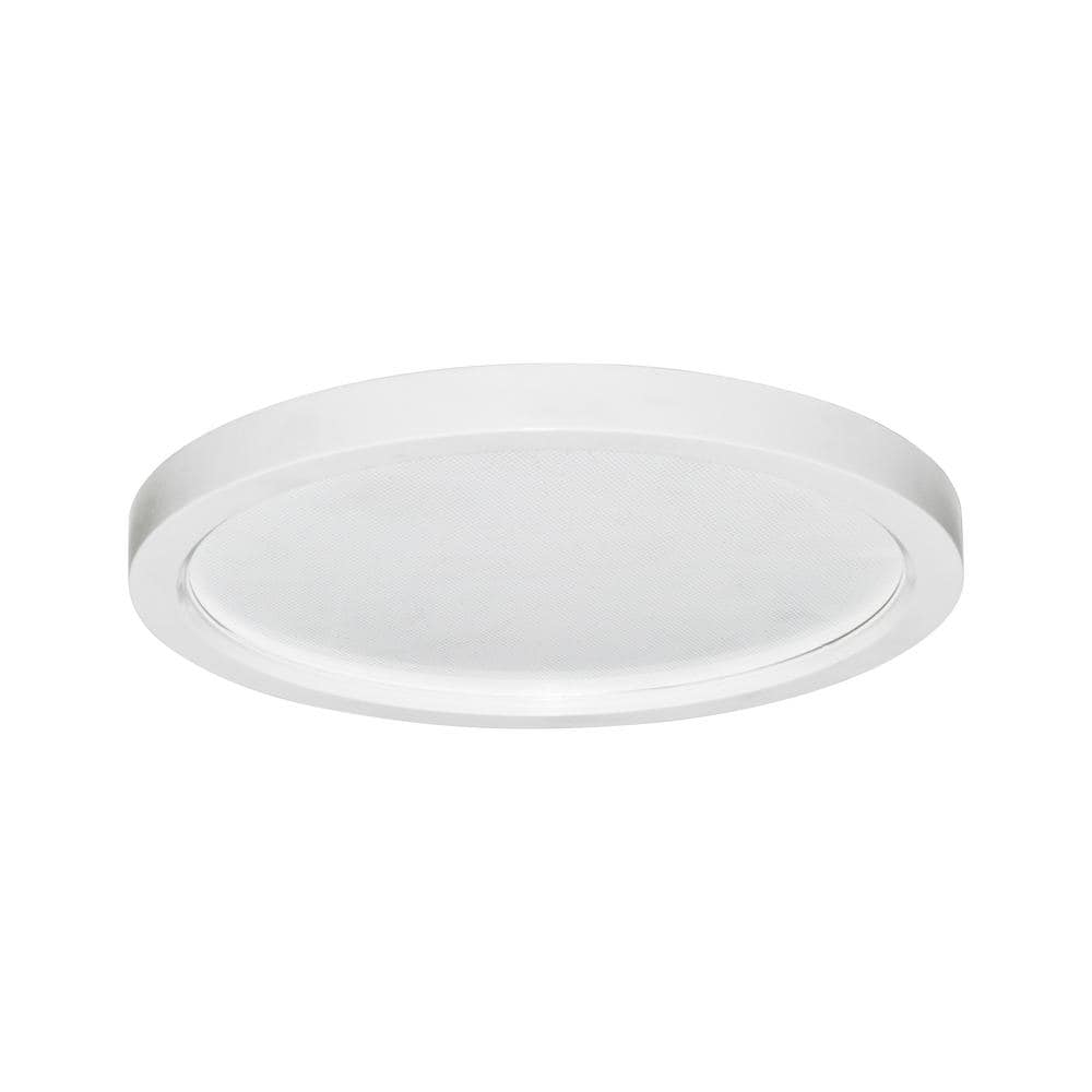 Round Slim Disk Length 7 in White Recessed Integrated LED Trim Kit Round Fi