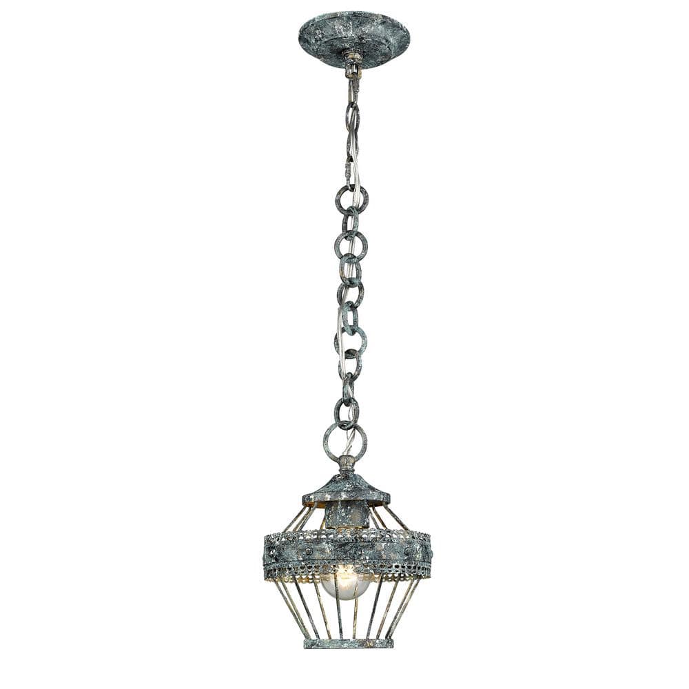Rustic Blue Verde Patina Mini Pendant Light