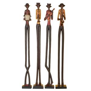 Brown Polystone Eclectic People Sculpture (Set of 4)
