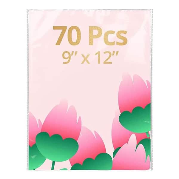 N/A Clear Self Sealing Cellophane Bags 9" x 12" Resealable Poly Plastic Sleeves for Packaging Clothes A4 Artwork 70-Piece