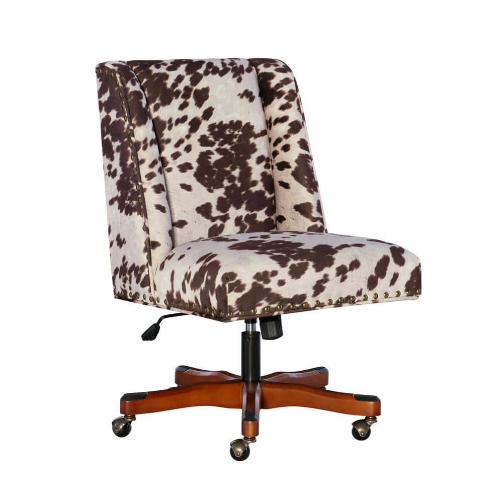Modern Executive Swivel Office Chair in Brown Cow Print