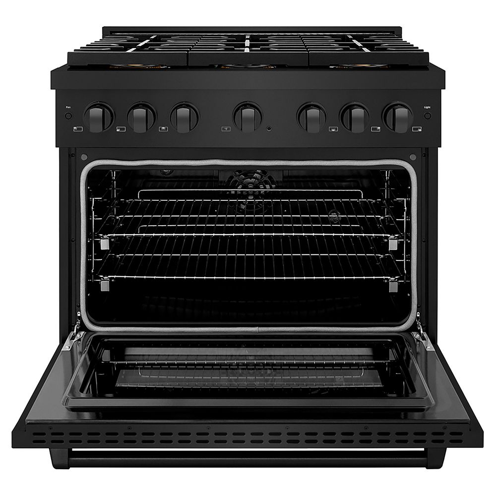36 in. 5.2 cu. ft. Paramount Dual Fuel Range with 6 Burner DuoPro Cooktop and Convection Oven in Black Stainless Steel