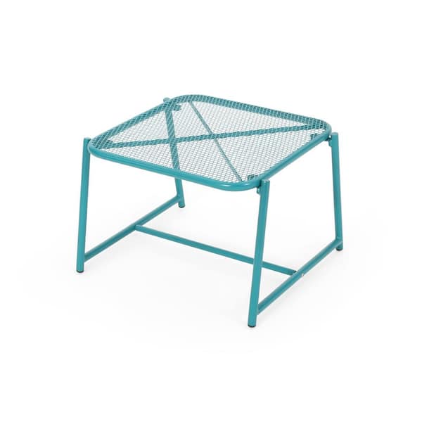 Unbranded Metal Outdoor Side Table, Patio Bistro Table, Outdoor Coffee Table, Outdoor Picnic Table, Outdoor Buffet Table in Teal