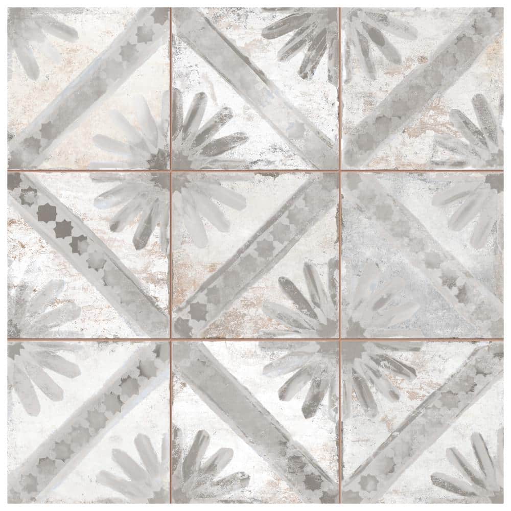 Harmonia 13" x 13" Gray Ceramic Patterned Wall & Floor Tile