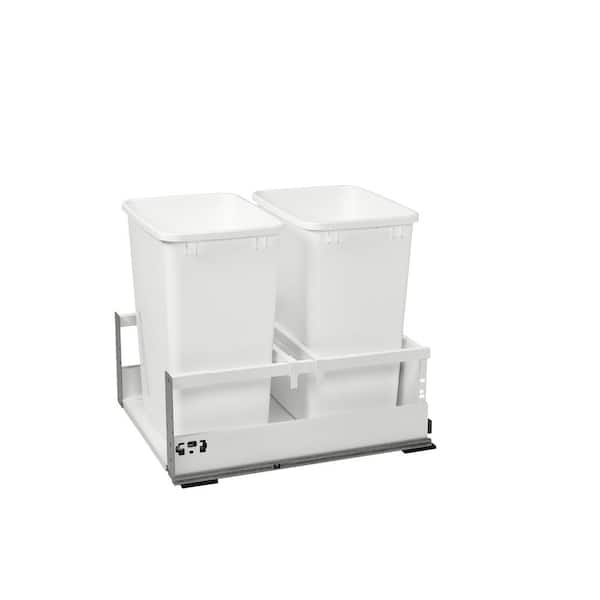 19 in. H x 18.5 in. W x 22.41 in. D Double 35 Qt. White Pull-Out Wood Bottom Mount Waste Container for Opening