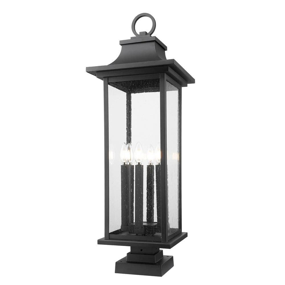 Tiberius 36.5 in. 6 Light Black Aluminum Hardwired Outdoor Weather Resistan