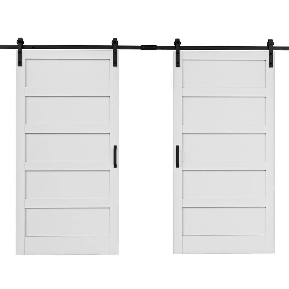 ARK DESIGN 84 in. W. x 84 in. Paneled 5-Lites White MDF with PVC ...