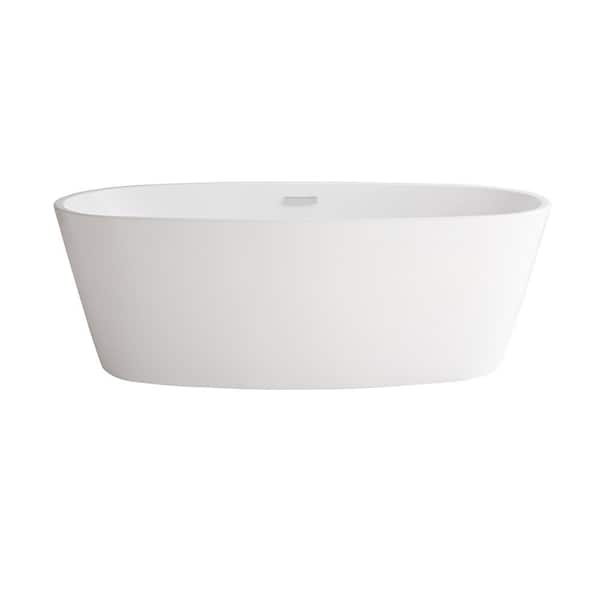 Coastal Serin 68 in. x 31 in. Soaking Bathtub with Center Drain in White