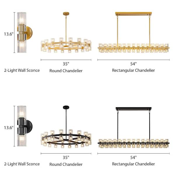 YUYI 36-Light Black Round Chandelier, 36 in. Modern K9