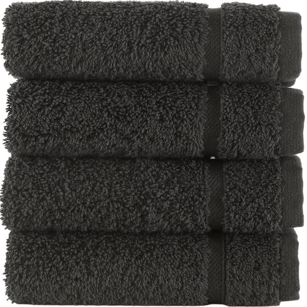 4-Piece Black Turkish Cotton Washcloth
