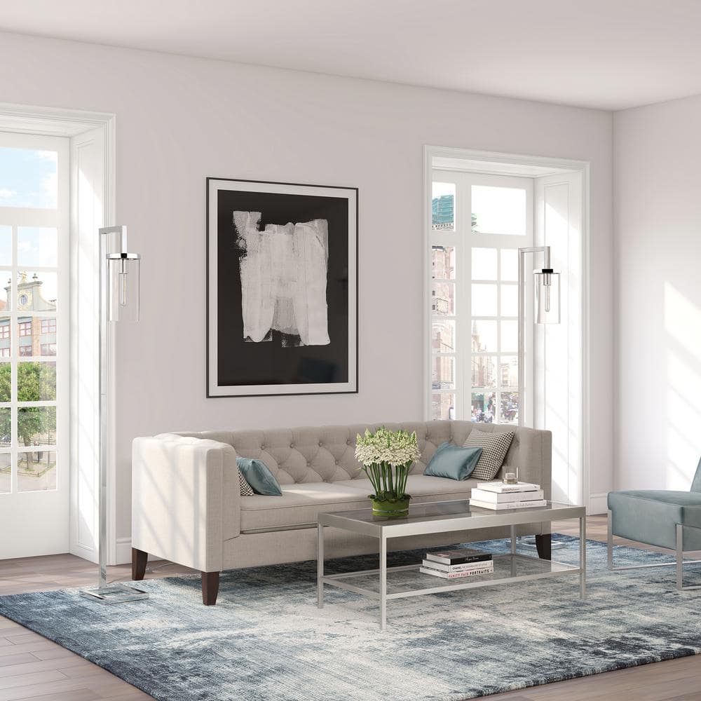 Arcadian Elegance 67" Silver Arc Floor Lamp with Clear Glass Shade