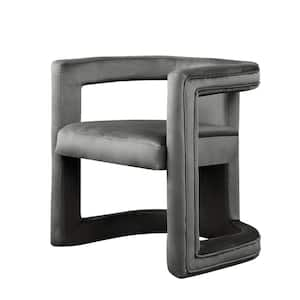 June 25.5 in. L Dark Gray Velvet Arm Chair