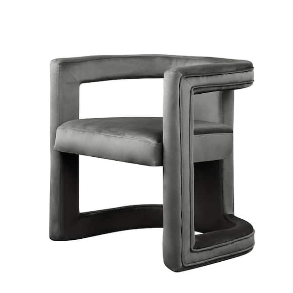 Best Master Furniture June 25.5 in. L Dark Gray Velvet Arm Chair