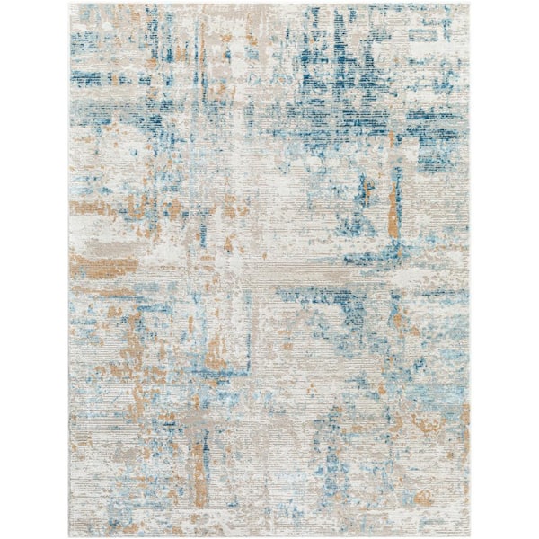 Livabliss Allegro Blue/Light Beige Abstract 5 ft. x 7 ft. Indoor Area Rug