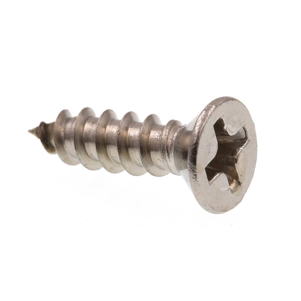 Stainless Steel Sheet Metal Screw, Plain Finish, Flat Head, Phillips Drive, Self-Drilling Point, 3/4 inch Length, #6-20 Threads (Pack of 100)