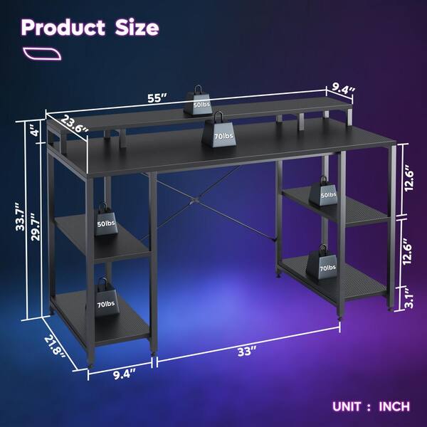 Bestier 55 inch L-Shaped Gaming Computer Desk with Monitor Stand