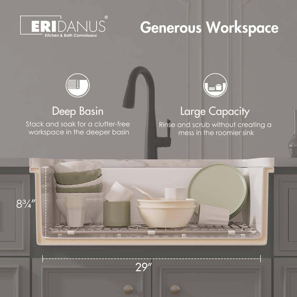 Oslo White Fireclay Single Bowl Drop-In Kitchen Sink