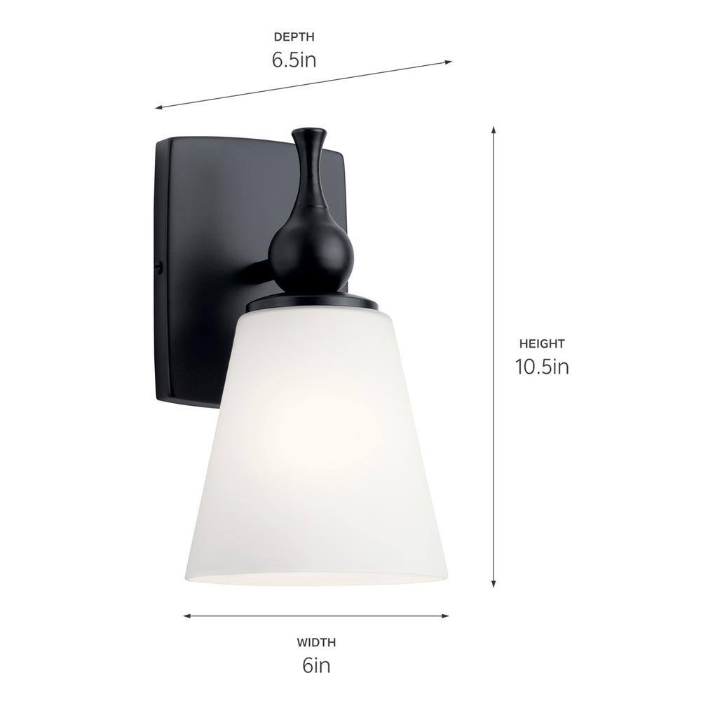 Black Bronze Cylinder Sconce with Satin Etched Glass