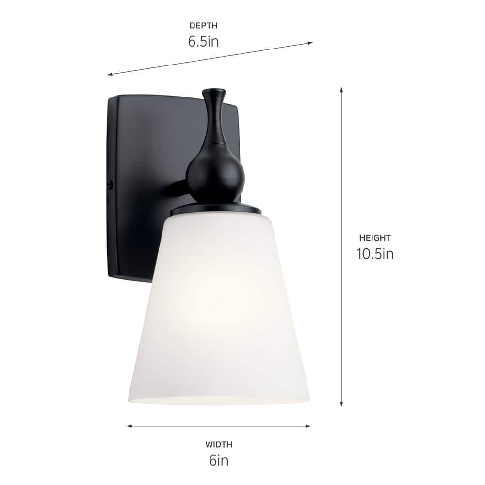 Black Bronze Cylinder Sconce with Satin Etched Glass