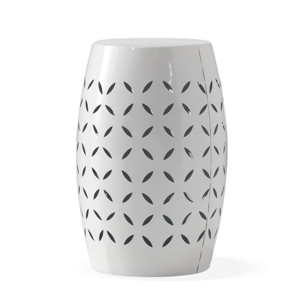 White Iron 12.25" Round Outdoor Patio Side Table