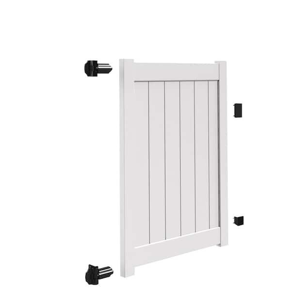 Bryce and Washington Series 4 ft. W x 5 ft. H White Vinyl Walk Fence Gate Kit