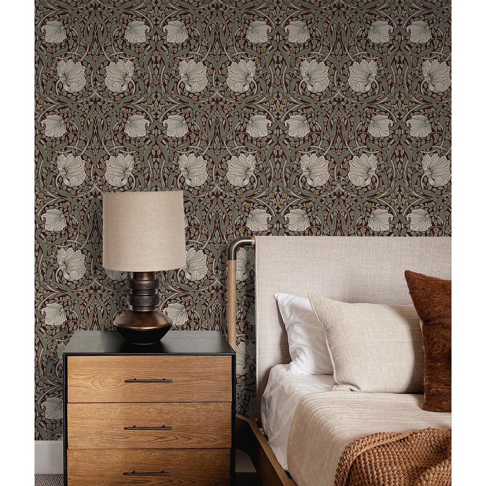 Auburn & Eucalyptus Floral Peel and Stick Wallpaper