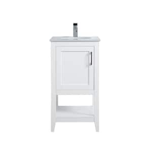 Simply Living 18 in. W x 19 in. D x 34 in. H Bath Vanity in White with Calacatta White Engineered Marble Top