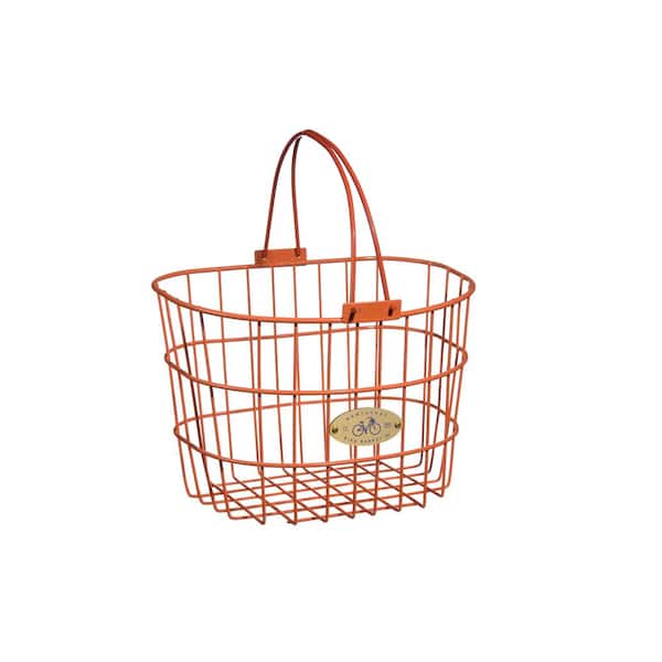 Nantucket Bicycle Basket Surfside Adult Wire D-Shape Basket in Orange