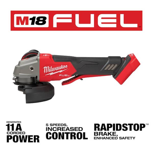 M18 FUEL 18V Lithium-Ion Brushless Cordless 4-1/2 in. /5 in. Grinder with Variable Speed & Paddle Switch with Wheel
