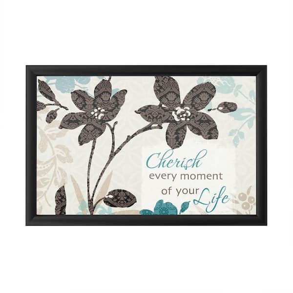 Trademark Fine Art "Botanical Touch Quote I" by Lisa Audit Framed with LED Light Floral Wall Art 16 in. x 24 in.