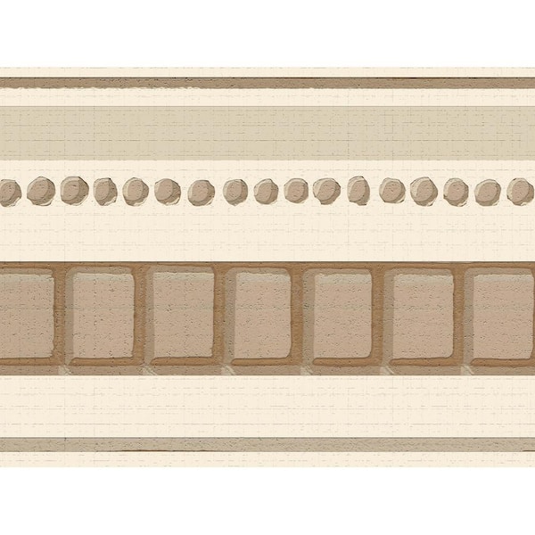 Dundee Deco Falkirk Dandy II Brown Beige Stripes and Squares Abstract Peel and Stick Wallpaper Border