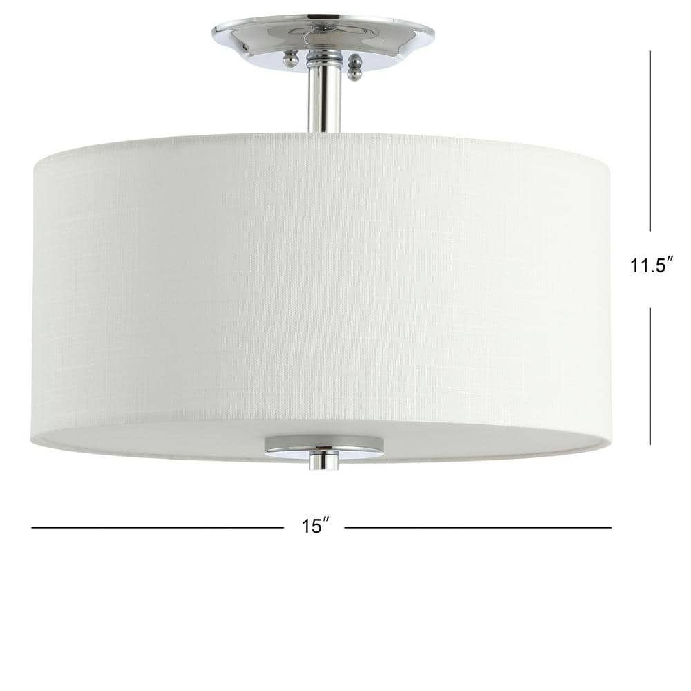 Elegant 18" Chrome Drum Semi-Flush Mount with LED Lighting