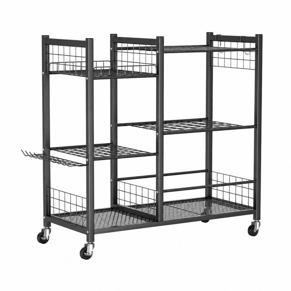 Black Alloy Steel Garden Tool Organizer with 4 Lockable Wheels, 3 Shelves and Long-Handle Tool Slots price history on PriceWatchPro