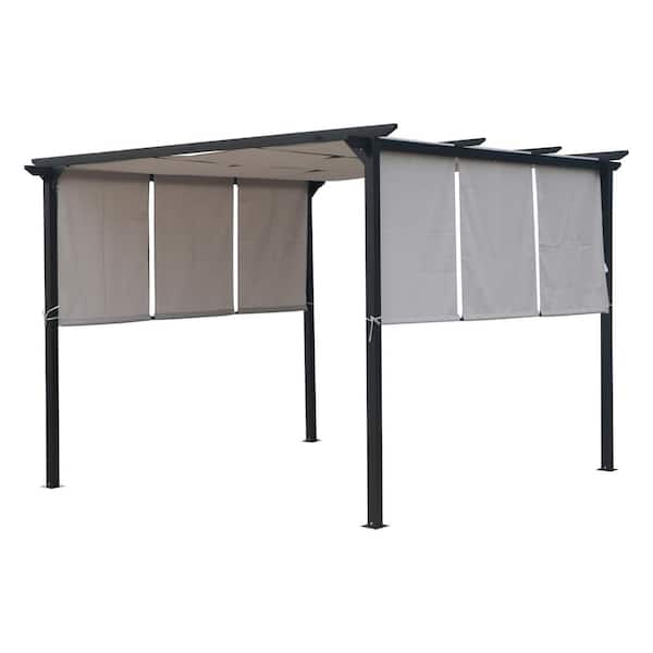 Noble House 9.58 ft x 9.58 ft. Gray Fabric Canopy Gazebo with Steel Frame