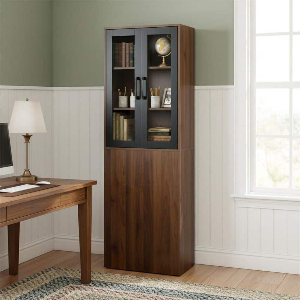 Homy Casa PLASH Espresso Brown 70.87 in. H MDF Office Storage
