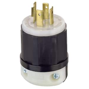 20 Amp 480-Volt 3-Phase Locking Grounding Plug, Black/White