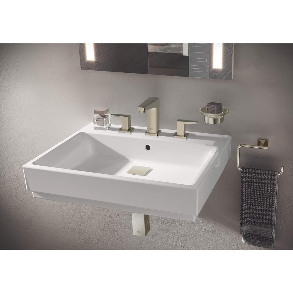 Brushed Nickel Modern Widespread Bathroom Faucet with Lever Handles