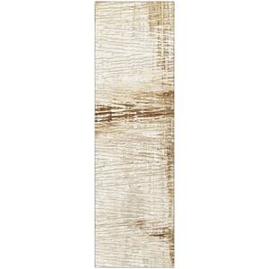 Mayfield Premium Machine Washable Abstract AMF1981 Ivory 2 ft. x 7 ft. Runner Rug