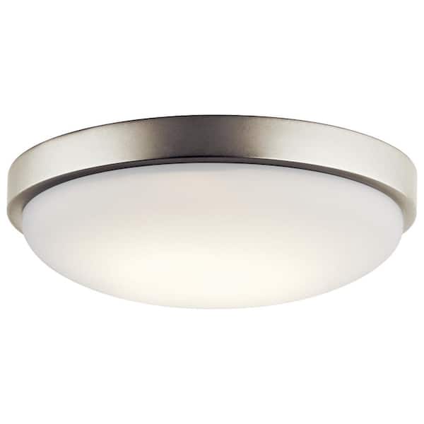 KICHLER Ceiling Space 11.5 in. 1-Light Brushed Nickel Integrated LED Traditional Hallway Flush Mount Ceiling Light