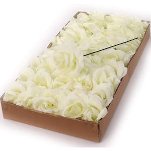 8 in. Artificial Cream White Silk Rose Flower Picks (50 Pack)