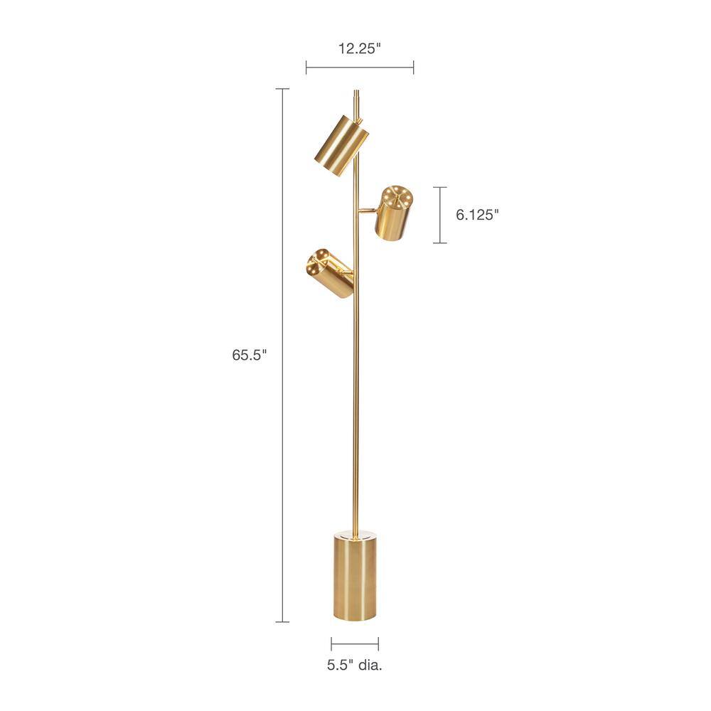Alta Adjustable Gold Metal Floor Lamp with 3 LED Bulbs