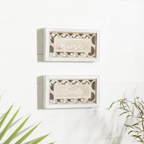 Litton Lane Farmhouse Wood White Wall Decor (Set of 2)