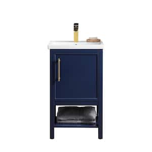 Taylor 20 in. W x 15 in. D x 34 in. H Bath Vanity in Navy Blue with Ceramic Vanity Top in White with White Sink