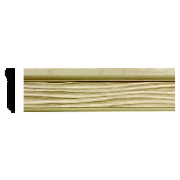 1/2 in. x 2-1/4 in. x 96 in. Hardwood White Unfinished Wave Chair Rail Moulding
